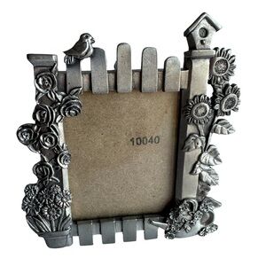 Vintage 1997 Mini Pewter Photo Frame Seagull Canada Etain Zinn Flower Birdhouse
